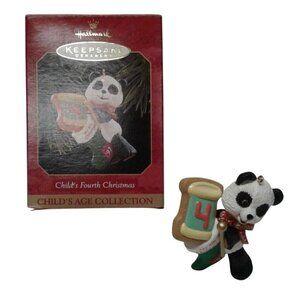 Hallmark 1997 Keepsake Ornament Childs 4th Christmas Panda Bear With Stocking Co